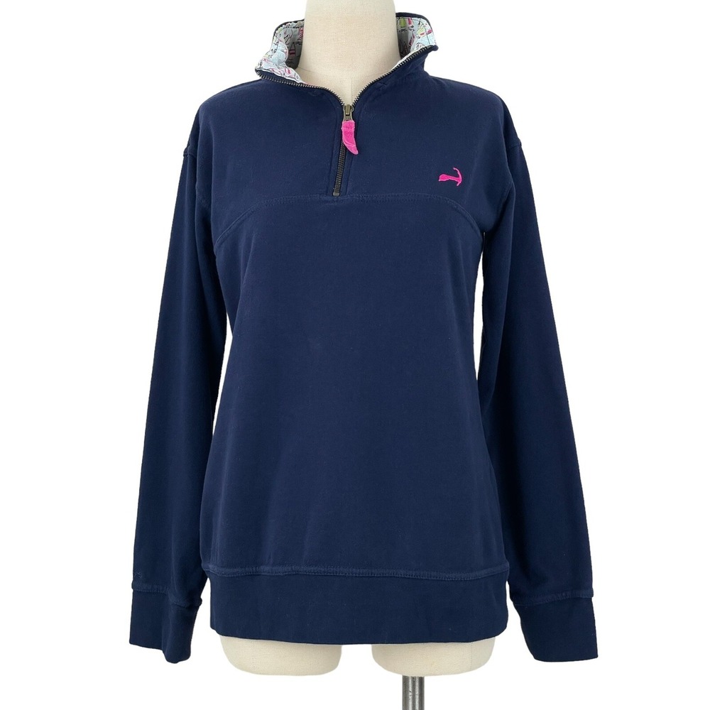 Cuffys of Cape Cod Sweater Womans S Qtr Zip Sweater Blue Long Sleeve Pullover